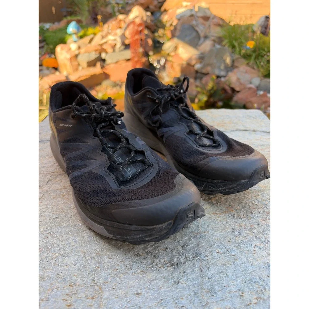 Salomon Sense Ride 4 Mens 12 Black Trail Running Shoes 412938 SensiFit Contagrip